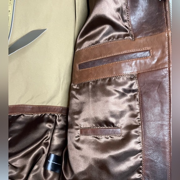 Johnston & Murphy Bomber Jacket Brown Leather Collared Size M NWT $498 MSRP - Picture 9 of 16
